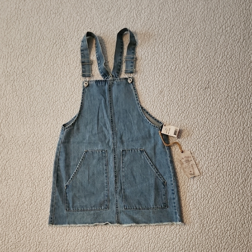 Vanilla Star Vintage Denim Collection Overall Distressed AcidWashed Jumper Dress